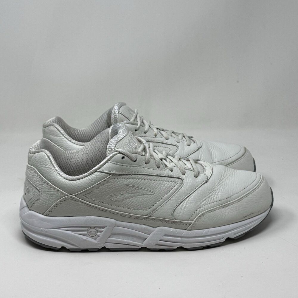 Brooks Addiction Walker Shoes Mens 12 D White Leather Comfort Walking Sneakers